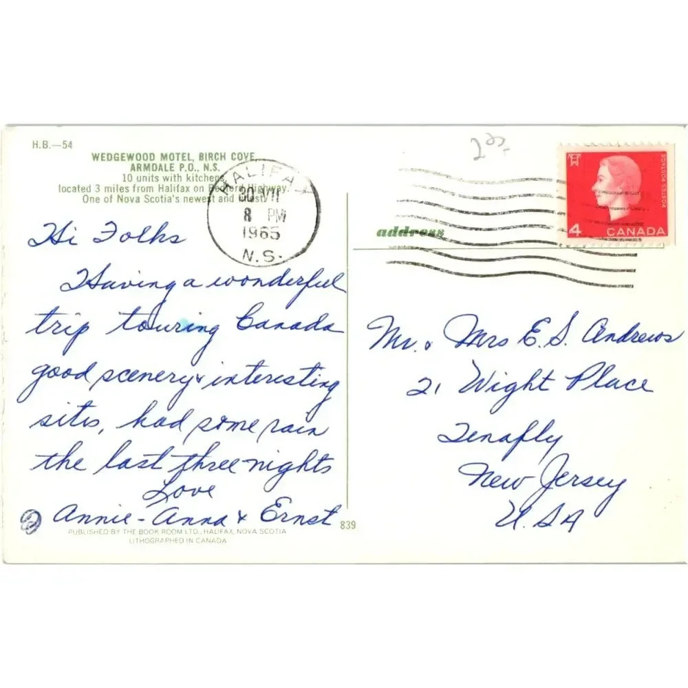 Wedgewood Motel, Birch Cove, Armdale Canada Postcard - Picture 2 of 2